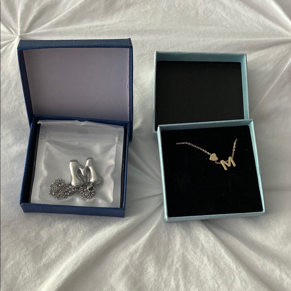Silver and Gold Initial “M”Necklaces